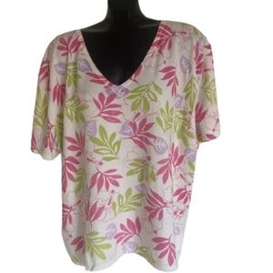 LAURA collection Size 3X Women's  Short  sleeved cotton  V-Neck top Size 3X